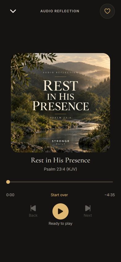 Strongr Daily audio player with Rest in His Presence artwork