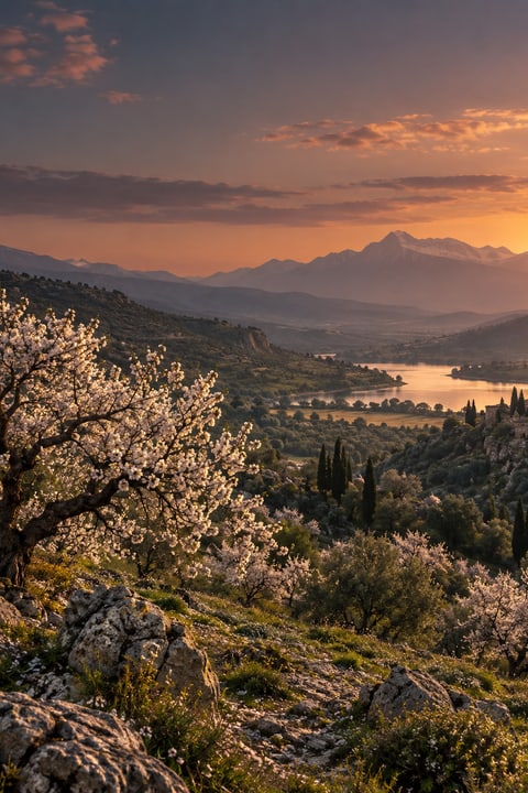 A spring valley with new growth and soft light.