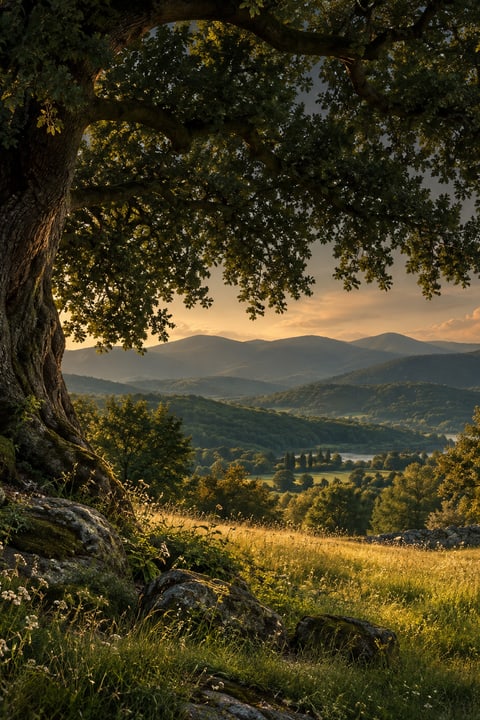 An olive valley with an inviting path.